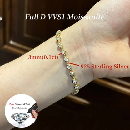 NKHOG 5mm Full Moissanite Bubble Bracelets For Women 925 Sterling Silver Double Color Diamond Bangle Party Jewelry GRA Wholesale