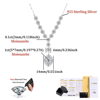 NKHOG 5*7mm Moissanite Necklace Pendants For Women 925 Sterling Silver Flower Design Luxury Wedding Chain Gifts Fine Jewelry GRA