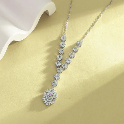 NKHOG 5*7mm Moissanite Necklace Pendants For Women 925 Sterling Silver Flower Design Luxury Wedding Chain Gifts Fine Jewelry GRA